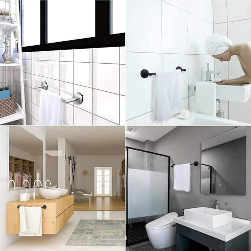Vista 6 de DGYB Barra de Toalla con Ventosa para Baño 17 Pulgadas Soporte de Toalla Negro Mate Toallero de Acero Inoxidable Premium para Cocina Montado