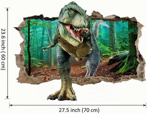Vista 7 de Supzone Calcomanías de pared de dinosaurio, 3D, decorativas, extraíbles, para dormitorio, bebé, guardería, decoración de pared para niños