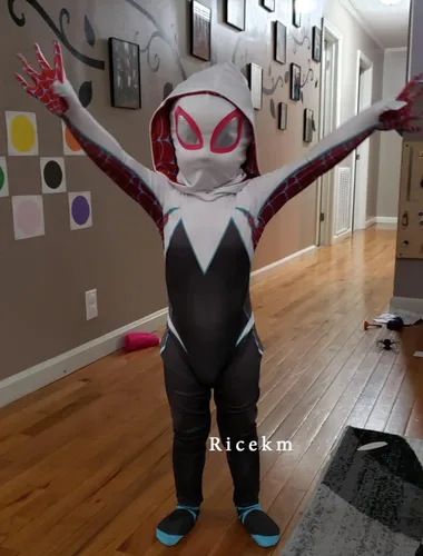 Vista 2 de Disfraz de fantasma para niños, disfraz de superhéroe con capa, conjunto completo para Halloween