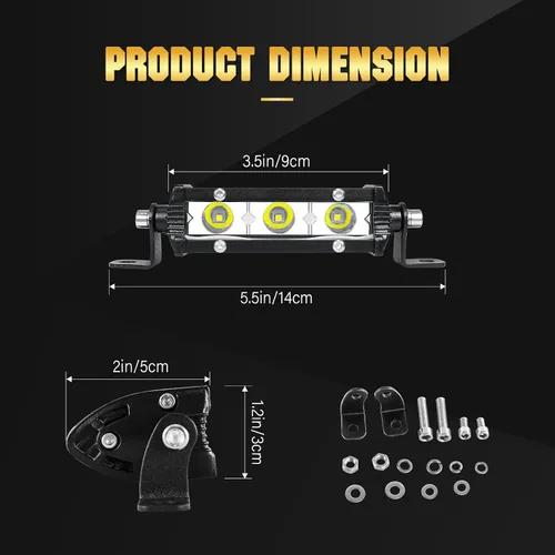 Vista 2 de SKYWORLD 2 X 4 Pulgadas 15W Barra de Luz LED de Una Sola Fila de Bajo Perfil Ultra Delgada, Mini Foco, Luces de Conducción Todoterreno, Luces LED