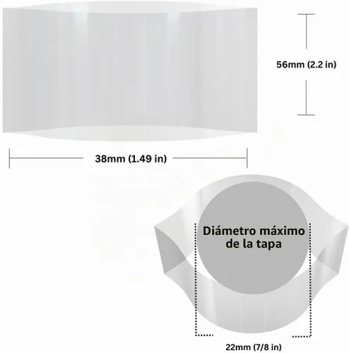 Vista 2 de Bandas retráctiles perforadas transparentes de 38 x 56 mm para botellas Boston redondas pequeñas, viales, botellas cuentagotas, botellas de A)