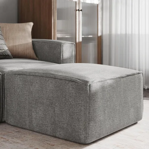 Vista 10 de EMMA + OLIVER Otomana modular Farmount para sofá seccional, reposapiés modular, color crema