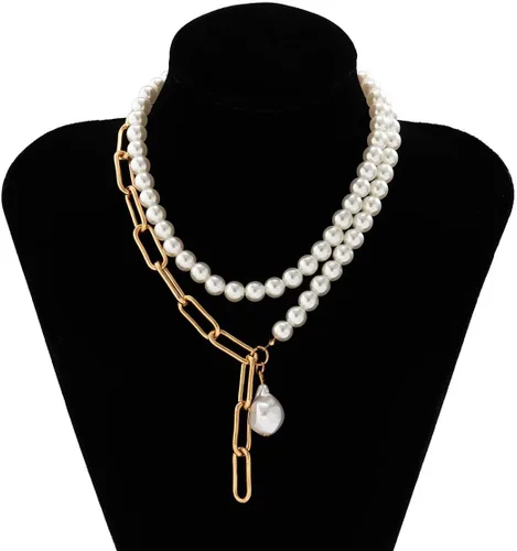 Vista 5 de Layered Pearl Necklace Baroque Style for Women Girls