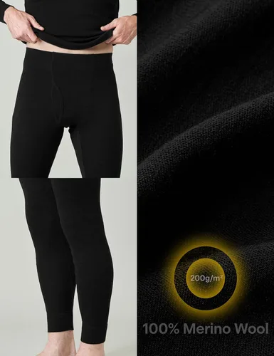 Vista 6 de LAPASA Mens 100% Merino Wool Base Layer Thermal Underwear Pants Lightweight, Midweight, Heavyweight Long John, Warm, Soft, Sweat-wicking as Skiing