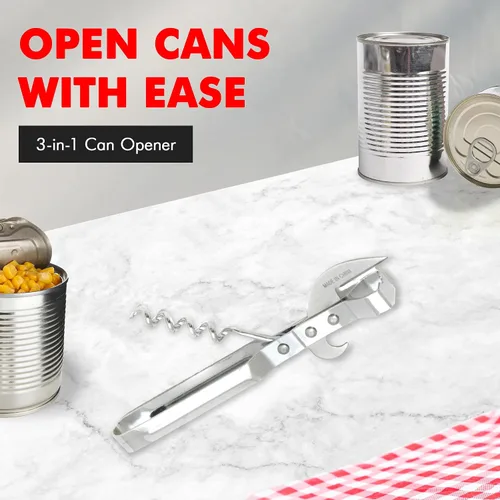Vista 2 de Chef Craft Select - Abridor de latas 3 en 1, 6 pulgadas de longitud, acero inoxidable