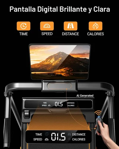 Vista 3 de 16% Incline Walking Pad Treadmill, 3-in-1 Under Desk Treadmill with Handles