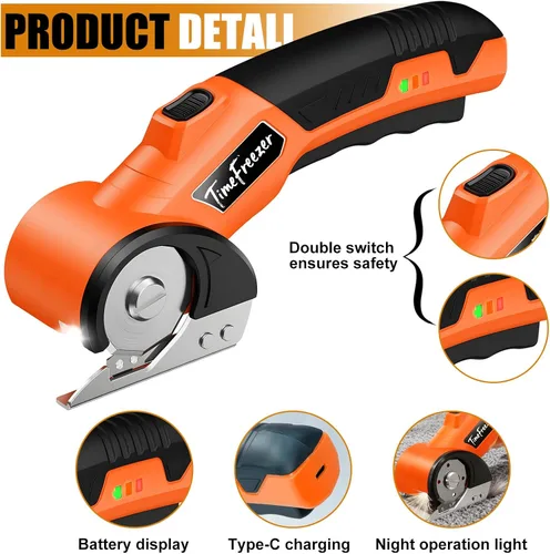 Vista 3 de Cortador de cartón eléctrico – ancho 1.3 pulgadas, longitud 9.06 pulgadas – Tijeras de cartón recargables adecuadas para parper, caja, cuero, tela