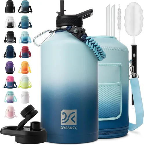 Vista 53 de DYSANKY Botella de agua aislada de 32 onzas, metal al vacío de acero inoxidable grueso, jarra de agua deportiva portátil para gimnasio y senderismo