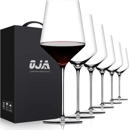 Vista 17 de OJA Juego de 12 copas de vino sin tallo, 15 onzas, copas de vino tinto y blanco de cristal, sin tallo, transparentes, vaso resistente para beber