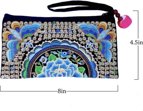 Vista 6 de Sabai Jai - Bolso de pulsera para teléfono inteligente - Carteras de embrague bordadas a mano Boho