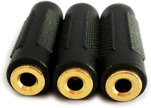 Vista 3 de Posdou 3.5mm Jack estéreo macho a 3.5mm Jack estéreo hembra a hembra adaptador conector chapado en oro (paquete de 3)