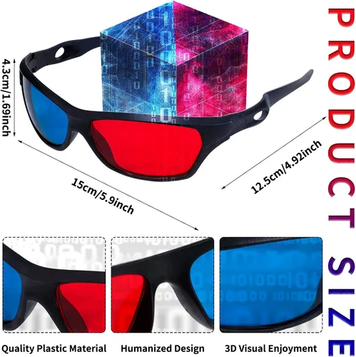 Vista 2 de craftshou Paquete de 4 lentes 3D rojo y azul, gafas de visión 3D para juegos de películas cian, estilo anaglifo cian, cine en casa