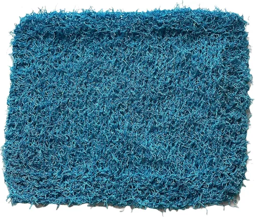 Vista 4 de Paño exfoliante hecho a mano, color azul océano, lima, estampado, 100% poliéster, juego de 3