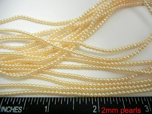 Vista 3 de Perlas de imitación de cristal redondas checas, 600 piezas (4 x 150 piezas) de perla crema de 0.079 in