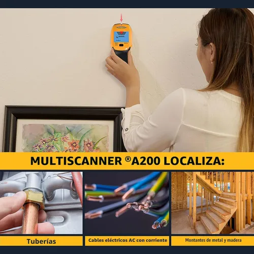 Vista 4 de Zircon MultiScanner A200 – Escáner de pared electrónico, detector de pernos y metales con detección de cables de corriente alterna en vivo, puntero