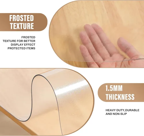 Vista 5 de Protector de mesa esmerilado de 0.059 in de grosor, 48 x 60 pulgadas, cubierta de mesa de PVC impermeable, almohadilla de escritorio antideslizante