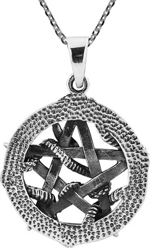 Vista 3 de AeraVida Collar con colgante de plata de ley 925 de pentagrama de serpiente entretejida Metal