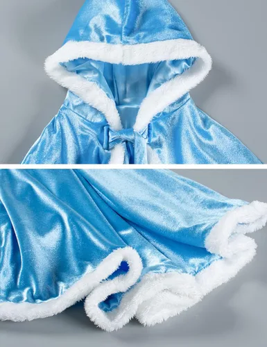 Vista 6 de Party Chili Fur Princess Hooded Cape Cloaks Costume for Girls Dress Up