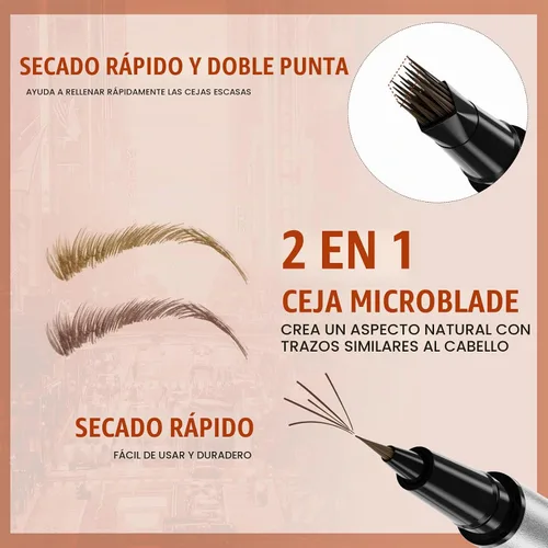 Vista 2 de Bolígrafo líquido 2 en 1, múltiples y 1 puntas, cejas, forro, barba, línea capilar (1# marrón claro)