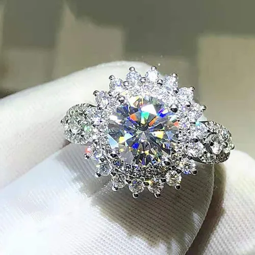 Vista 24 de Iumer - Anillo de zircón de dos piezas con incrustaciones de diamantes de imitación artificiales para mujer, talla 6-10.