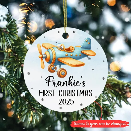 Vista 2 de Adorno de Navidad para bebé de avión, adorno personalizado para bebé niña niño Navidad 2026, regalo para papá recién nacido, mamá recién nacida