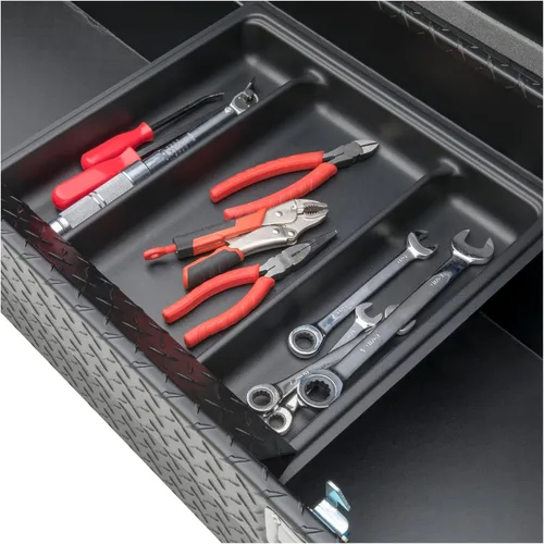 Vista 6 de UWS TBS-72-MB Caja de herramientas de aluminio negro mate para camiones de 72 pulgadas