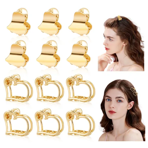 Vista 13 de CWJCYTNSN 16 unidades de pequeñas pinzas para el cabello para mujeres y niñas, mini pinzas de flores de cristal, pinzas de metal lindas de 0.8