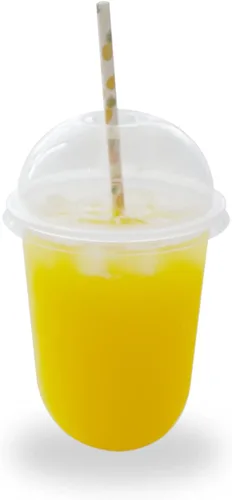 Vista 2 de 100 unidades de vasos de plástico desechables de 16 onzas con tapas, vasos transparentes de plástico para bebidas frías/Bubble Boba/café