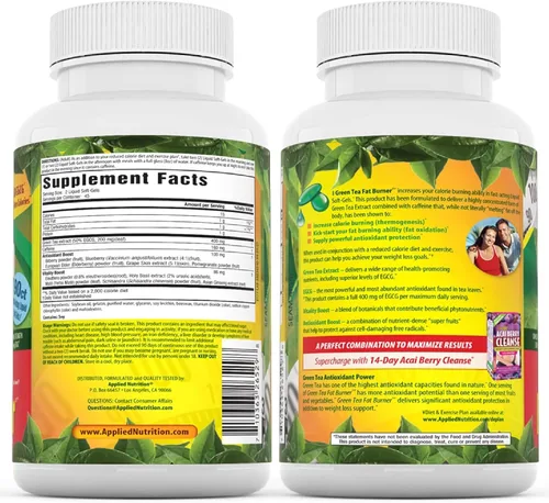 Vista 7 de Applied Nutrition Cápsulas blandas líquidas para quemador de grasa de té verde, 90