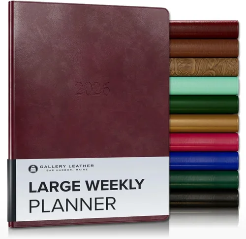 Vista 97 de Gallery Leather Planificador Semanal y Mensual Grande 2025-2026, Calendario Planificador y Cuaderno Elegantemente Encuadernado con Elegantes Bordes