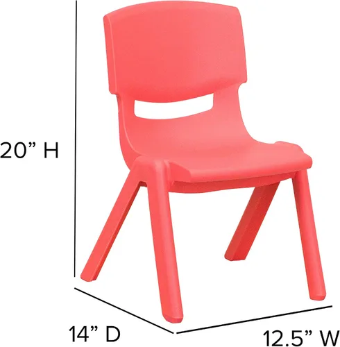 Vista 2 de Flash Furniture Emmy - Juego de mesa redonda de plástico rojo de 33 pulgadas con 4 sillas