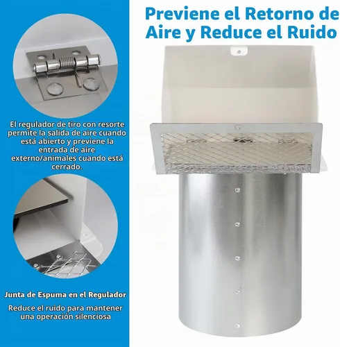 Vista 4 de Cubierta de ventilación de secadora de 4 pulgadas en el exterior, cubierta de ventilación exterior para secadora, cubierta de ventilación