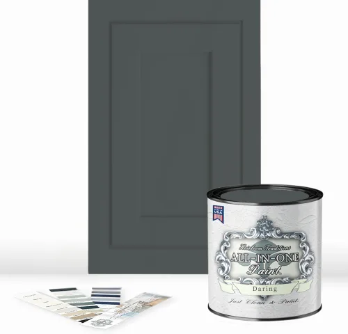 Vista 92 de Pintura TODO EN UNO, Abbey (gris cálido), Muestra de 8oz - Pintura duradera para gabinetes y muebles. Imprimación y capa superior incorporadas,