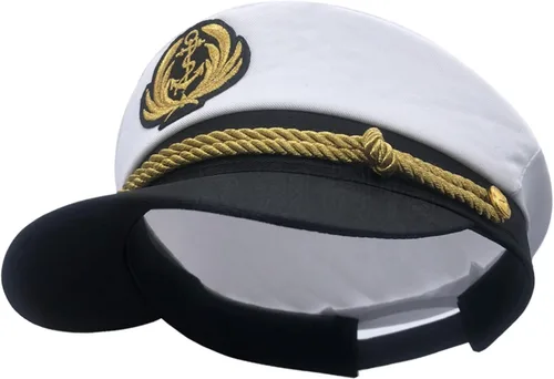 Vista 2 de LUOZZY 3 piezas de sombrero de capitán para hombres y mujeres, sombrero de marinero bordado Almirante azul marino, sombrero de capitán y marineros
