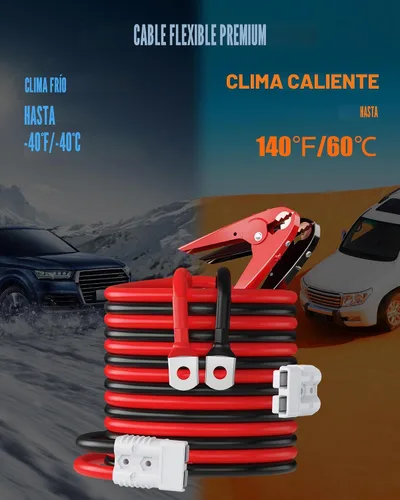 Vista 5 de NoOne cables de arranque resistentes para camiones diésel - cables de batería de refuerzo de calibre 1 y 25 pies extra largos con kit de instalación