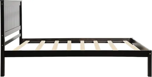 Vista 7 de Harper & Bright Designs Base de cama de madera de tamaño individual con cabecero y estribo, no necesita somier, espresso