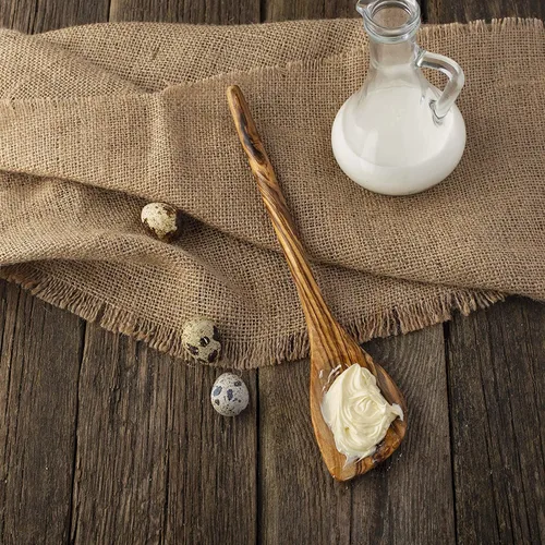 Vista 3 de Forest Decor Juego de cucharas de madera de olivo para cocinar, cuchara de madera antiadherente hecha a mano para utensilios de cocina, utensilios