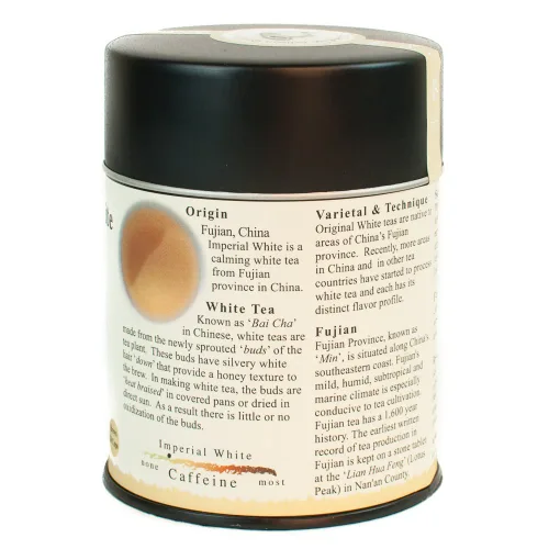 Vista 3 de The Tao of Tea, Té blanco imperial, hoja suelta, latas de 2.0 onzas