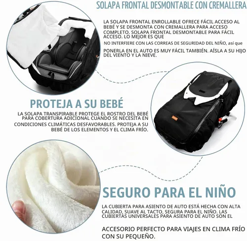Vista 4 de Cubierta de asiento de coche de bebé, cubierta universal de asiento de coche de invierno para niños y niñas
