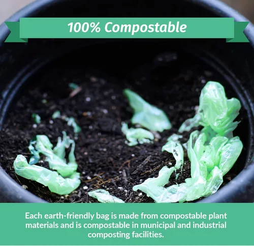Vista 2 de Reli. Bolsas de basura compostables de 6 a 8 galones 200 unidades a granel ASTM D6400 Verde Ecológicas Para abono