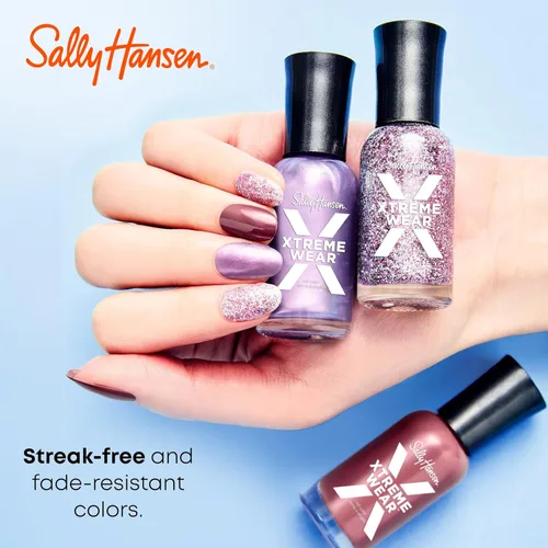 Vista 13 de Sally Hansen Xtreme Wear Esmalte de uñas sin rayas, acabado brillante, duradero, resistente a las astillas, transparente, color de uñas plateado 130