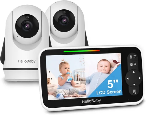 Vista 10 de HelloBaby Monitor de bebé sin WiFi de 5 pulgadas con cámara y audio
