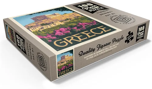 Vista 3 de MyPuzzle Greece: The Parthenon, póster vintage, rompecabezas de 100 piezas para adultos