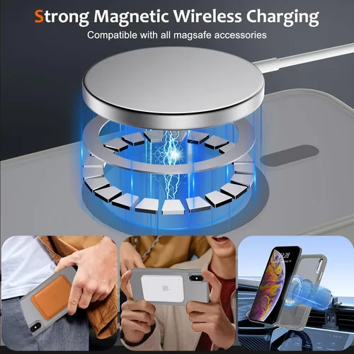 Vista 1144 de Anuck - Funda magnética para iPhone 11 compatible con MagSafe, carcasa trasera mate translúcida dura, borde de TPU, delgada, resistente a impactos