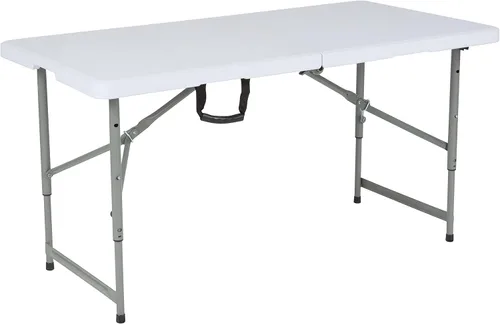 Vista 5 de Flash Furniture Kathryn - Mesa plegable de plástico blanco granito ajustable de 4 pies de altura ajustable