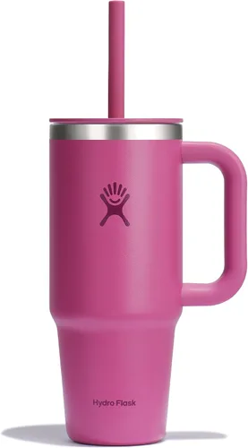 Vista 87 de Hydro Flask Vaso de Viaje con Asa, Tapa y Pajita - Acero Inoxidable Aislado en 24 Oz Aloe