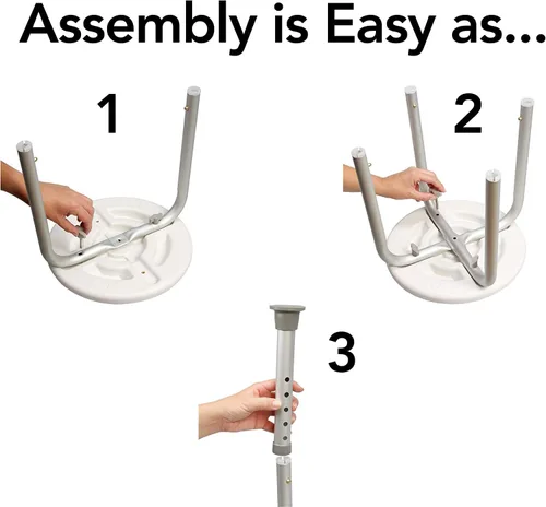 Vista 2 de Carex Taburete de ducha compacto, taburete de baño de altura ajustable y asiento de ducha, asiento de baño de aluminio que soporta 250 libras