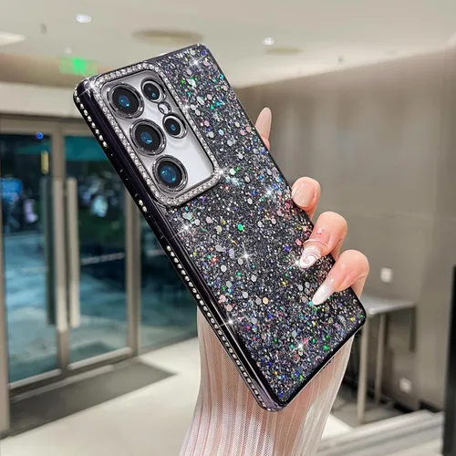 Vista 7 de FABSPARK Funda para Samsung Galaxy S22, Cristal Brillante Diamante Pedrería Lentejuela Brilloso Reluciente Espumoso Brillante Lujoso Galvanizado