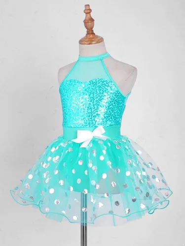 Vista 53 de CHICTRY Vestido tutú de ballet con lentejuelas brillantes para niñas y niñas, moderno disfraz de baile latino de jazz
