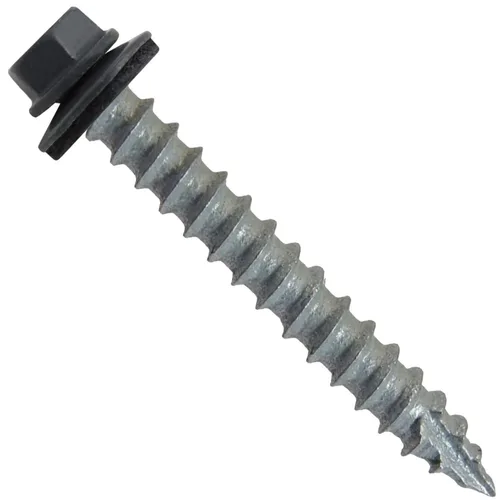 Vista 142 de TORNILLOS PARA TECHOS DE METAL #14: (250) Tornillos x 1" ABC GRIS Tornillo para techo de chapa metálica con cabeza hexagonal y arandela.
